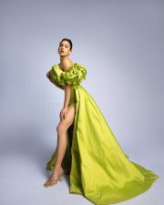 Dazzling Sara Ali Khan in a Neon Green Floor Length Gown Photos 01