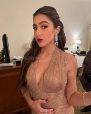 Dazzling Sara Ali Khan in a Sequined Tarun Tahiliani Rose Gold Embellished Halter Neck Gown Photos 01