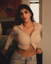 Dazzling Yashika Aannand Navel in a Ribbed Zipper Crop Top and Denim Pant Photos 04