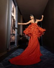 Deva Heroine Pooja Hegde in an Orange Sequined Gown Photos 04 Deva Heroine Pooja Hegde in an Orange Sequined Gown Photos 04