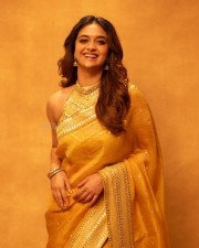 Diwali Beauty Keerthy Suresh in a Golden Yellow Saree Pictures 02