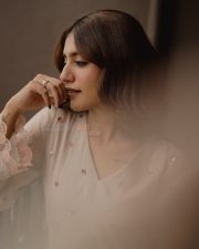 Dreamy Beauty Priya Prakash Varrier in a Beige Embroidered Kurta Photos 01