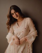 Dreamy Beauty Priya Prakash Varrier in a Beige Embroidered Kurta Photos 03