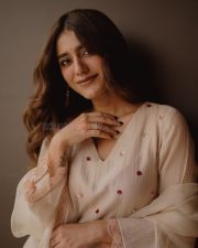 Dreamy Beauty Priya Prakash Varrier in a Beige Embroidered Kurta Photos 04