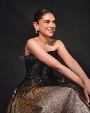 Dreamy and Classy Aditi Rao Hydari in a Black Silver and Golden Shimmery Strapless Gown at the Vogue Beauty Awards Photos 02