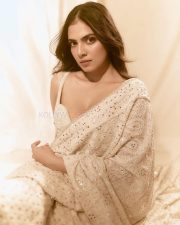 Drop Dead Gorgeous Malavika Mohanan in a White Chikankari Saree with Sleeveless Blouse and Plunging V Neckline Photos 08 Drop Dead Gorgeous Malavika Mohanan in a White Chikankari Saree with Sleeveless Blouse and Plunging V Neckline Photos 08