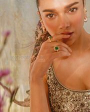 Elegant Actress Aditi Rao Hydari in a Silver Embroidered Kurti Photos 01