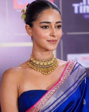 Elegant Actress Ananya Panday in a Blue Saree Photos 01