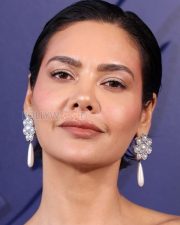 Elegant Actress Esha Gupta Topless Boobs in a Pink Sheer Lace Off Shoulder Gown Photos 04