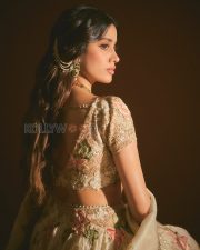 Elegant Actress Janhvi Kapoor in an Ivory Floral Lehenga Photos 07