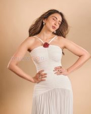 Elegant Actress Rakul Preet Singh in a White ruched halter gown with red rose Photos 01 Elegant Actress Rakul Preet Singh in a White ruched halter gown with red rose Photos 01