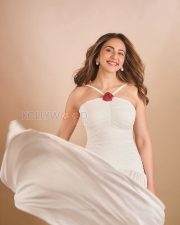 Elegant Actress Rakul Preet Singh in a White ruched halter gown with red rose Photos 02 Elegant Actress Rakul Preet Singh in a White ruched halter gown with red rose Photos 02