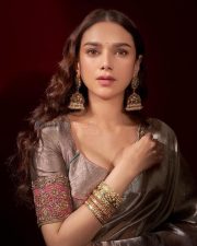 Elegant Aditi Rao Hydari in a Silver Lehenga with heavy jhumkis Photos 01