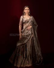 Elegant Aditi Rao Hydari in a Silver Lehenga with heavy jhumkis Photos 02