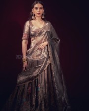 Elegant Aditi Rao Hydari in a Silver Lehenga with heavy jhumkis Photos 03