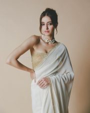 Elegant Ananya Panday in an Ivory Saree with a Metallic Gold Strapless Blouse at the Zee Cine Awards Photos 01