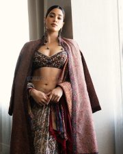 Elegant Janhvi Kapoor in a Beautiful Resham Saree with a Backless Full Sleeve Blouse Photos 02
