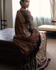 Elegant Janhvi Kapoor in a Beautiful Resham Saree with a Backless Full Sleeve Blouse Photos 03