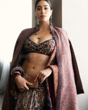 Elegant Janhvi Kapoor in a Beautiful Resham Saree with a Backless Full Sleeve Blouse Photos 04