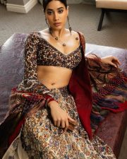 Elegant Janhvi Kapoor in a Beautiful Resham Saree with a Backless Full Sleeve Blouse Photos 06