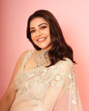Elegant Kajal Aggarwal in a White Saree Pictures 01