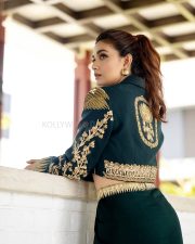 Elegant Keerthy Suresh in a Strapless Black Cropped Blazer Top with a Draped Skirt Photos 03