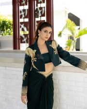 Elegant Keerthy Suresh in a Strapless Black Cropped Blazer Top with a Draped Skirt Photos 07