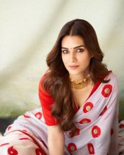 Elegant Kriti Sanon in a Red and White Floral Saree Photos 01 Elegant Kriti Sanon in a Red and White Floral Saree Photos 01