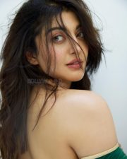 Elegant Pranitha Subhash in an Off Shoulder Gown with Green Lace Border Pictures 02