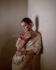 Elegant Raashi Khanna in a Gold Saree with Red Blouse Photos 02