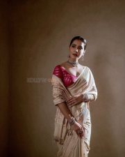 Elegant Raashi Khanna in a Gold Saree with Red Blouse Photos 05