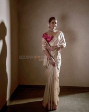 Elegant Raashi Khanna in a Gold Saree with Red Blouse Photos 06