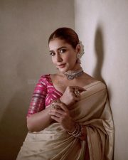 Elegant Raashi Khanna in a Gold Saree with Red Blouse Photos 08