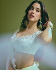 Enchanting Actress Janhvi Kapoor in a White Chikankari Lehenga Photos 01