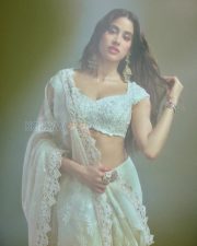 Enchanting Actress Janhvi Kapoor in a White Chikankari Lehenga Photos 02