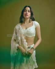 Enchanting Actress Janhvi Kapoor in a White Chikankari Lehenga Photos 05