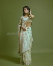 Enchanting Actress Janhvi Kapoor in a White Chikankari Lehenga Photos 07
