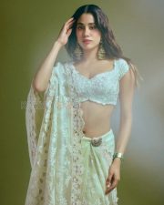 Enchanting Actress Janhvi Kapoor in a White Chikankari Lehenga Photos 08