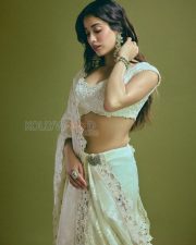 Enchanting Actress Janhvi Kapoor in a White Chikankari Lehenga Photos 09