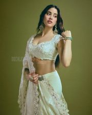 Enchanting Actress Janhvi Kapoor in a White Chikankari Lehenga Photos 10