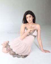 Enchanting Actress Pranitha Subhash in a Blush Pink Lace Slip Dress Photos 03