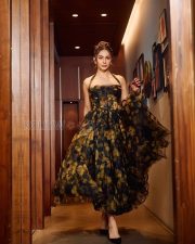 Enchanting Actress Rakul Preet Singh in a Dark Floral Halter Gown Photos 05