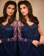 Enchanting Actress Tara Sutaria in a Navy Blue Embroidered Sequined Lehenga Photos 01