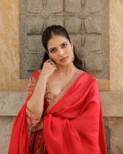 Enchanting Malavika Mohanan in a Vibrant Red Anarkali Suit Photos 04