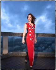 Enchanting Tamannaah Bhatia in a Red Sleeveless Gown with a Deep V Neckline Pictures 02