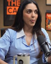 Engaging Actress Kiara Advani in a Blue Striped Button Down Shirt Photos 01