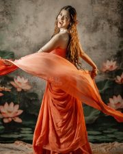 Entrancing Payal Rajput Cleavage in a Orange Drape Saree With Pearl Accessories Photos 07 Entrancing Payal Rajput Cleavage in a Orange Drape Saree With Pearl Accessories Photos 07