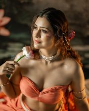 Entrancing Payal Rajput Cleavage in a Orange Drape Saree With Pearl Accessories Photos 08 Entrancing Payal Rajput Cleavage in a Orange Drape Saree With Pearl Accessories Photos 08