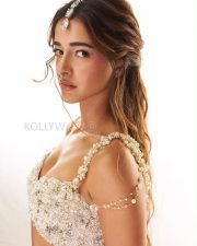 Ethereal Actress Ananya Panday in a White Pearl Embellished Bridal Lehenga Blouse with Maang Tikka Photos 01