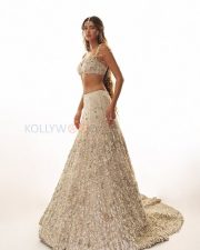 Ethereal Actress Ananya Panday in a White Pearl Embellished Bridal Lehenga Blouse with Maang Tikka Photos 05